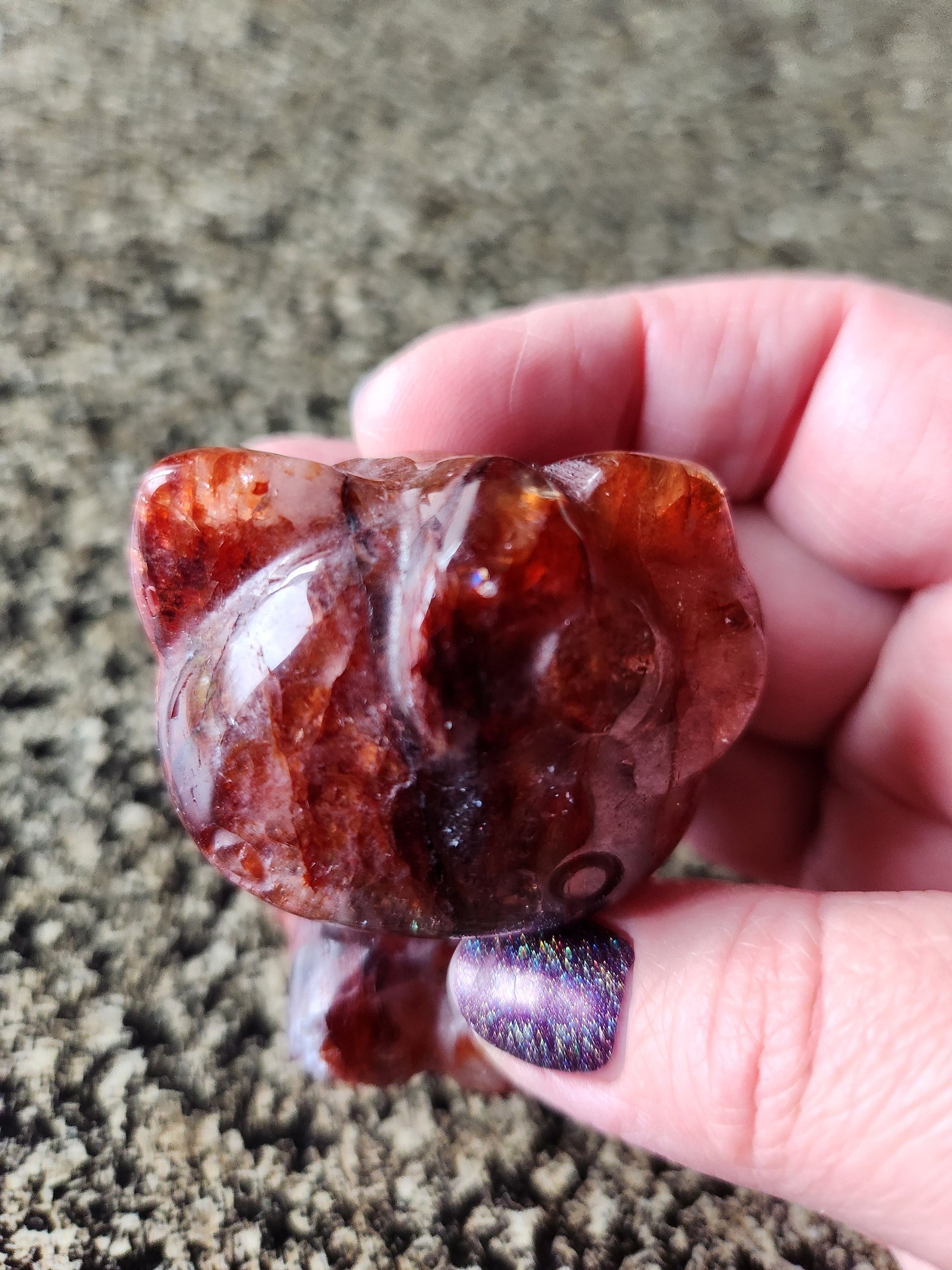 Carved Fire Quartz Hello Kitty Crystal Stone: Natural Healing Decor