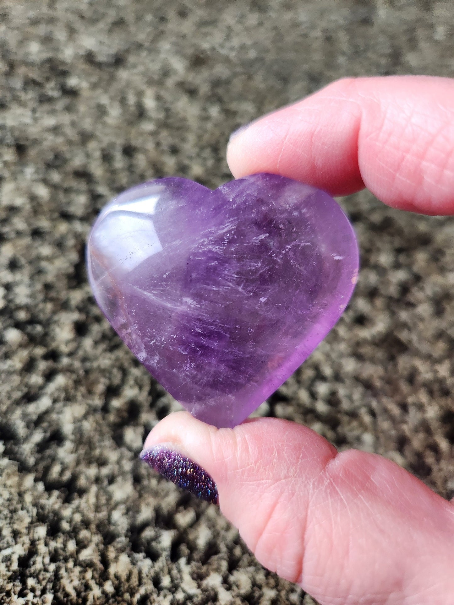 Gorgeous AAA Purple Amethyst Ametrine Crystal Carved Heart