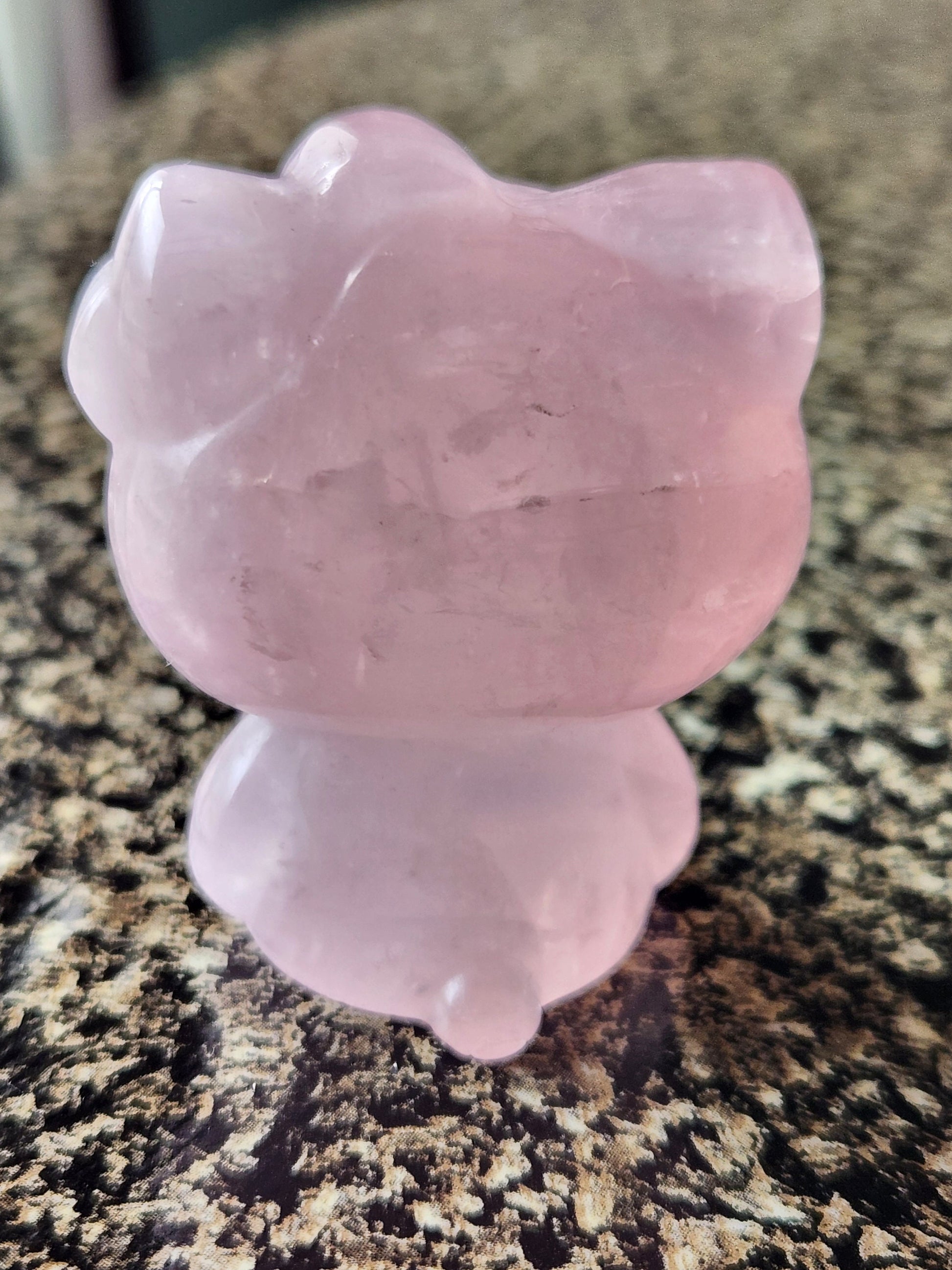 Carved Star Rose Quartz Hello Kitty Crystal Stone