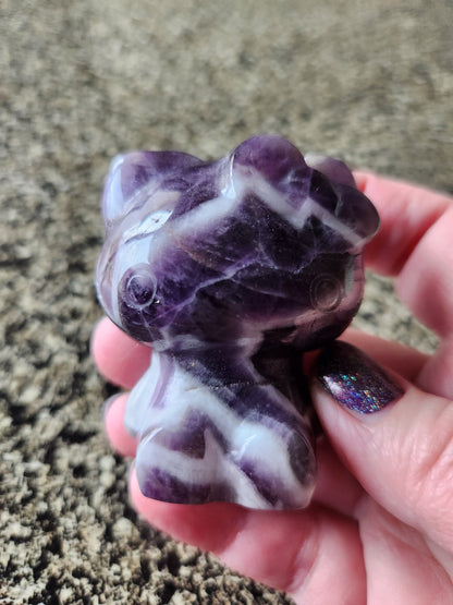 Carved Dream Amethyst Hello Kitty Crystal Stone: Chevron Amethyst