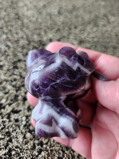 Carved Dream Amethyst Hello Kitty Crystal Stone: Chevron Amethyst
