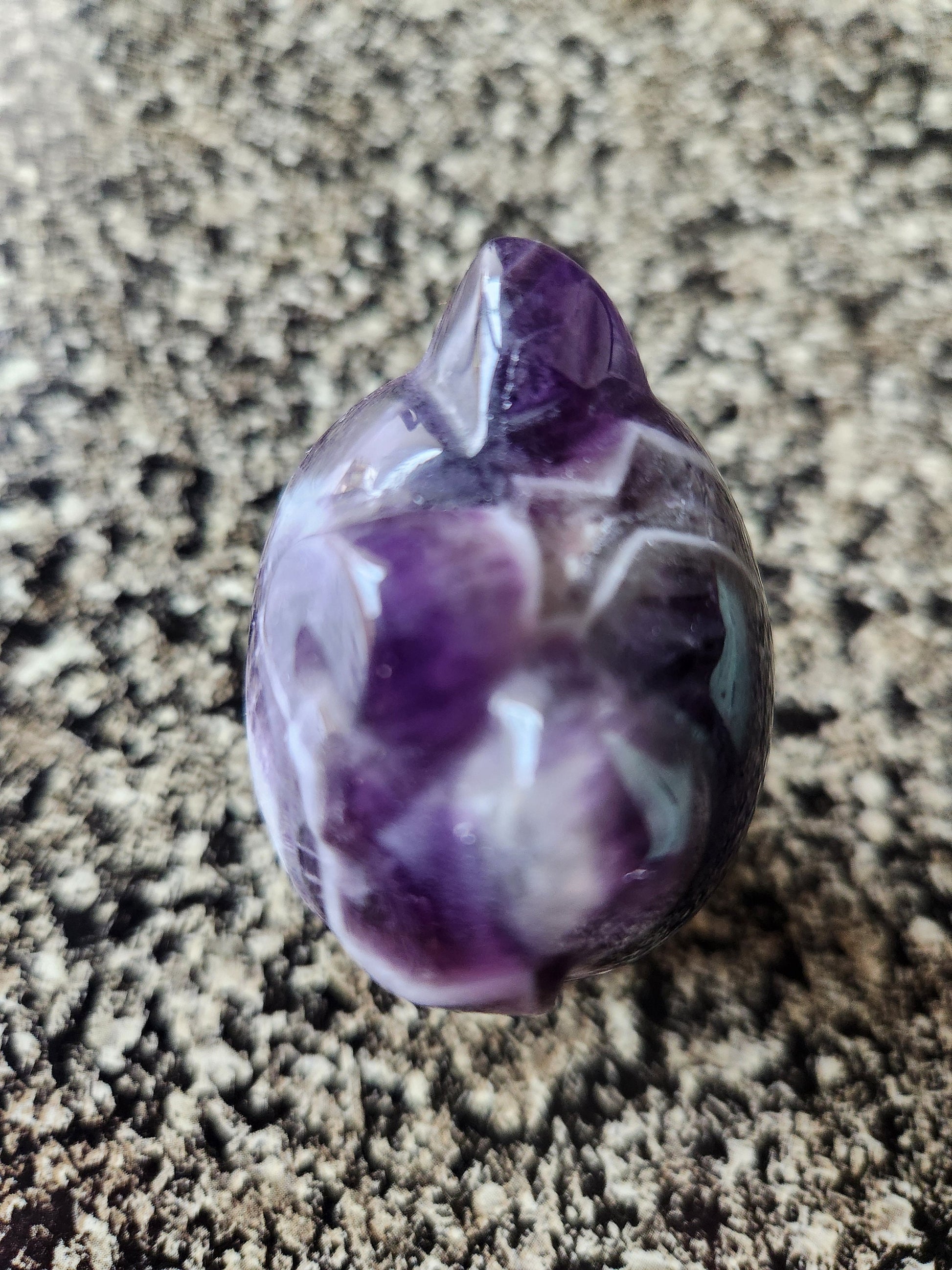 Gorgeous Dream Amethyst Carved Hello Kitty Crystal Stone, Chevron Amethyst