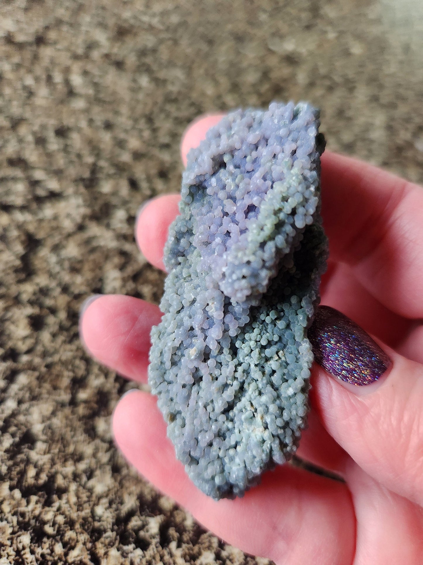 Beautiful Rare Grape Agate Crystal Rock Specimen, Bi-colored Purple & Green, Purple Chalcedony