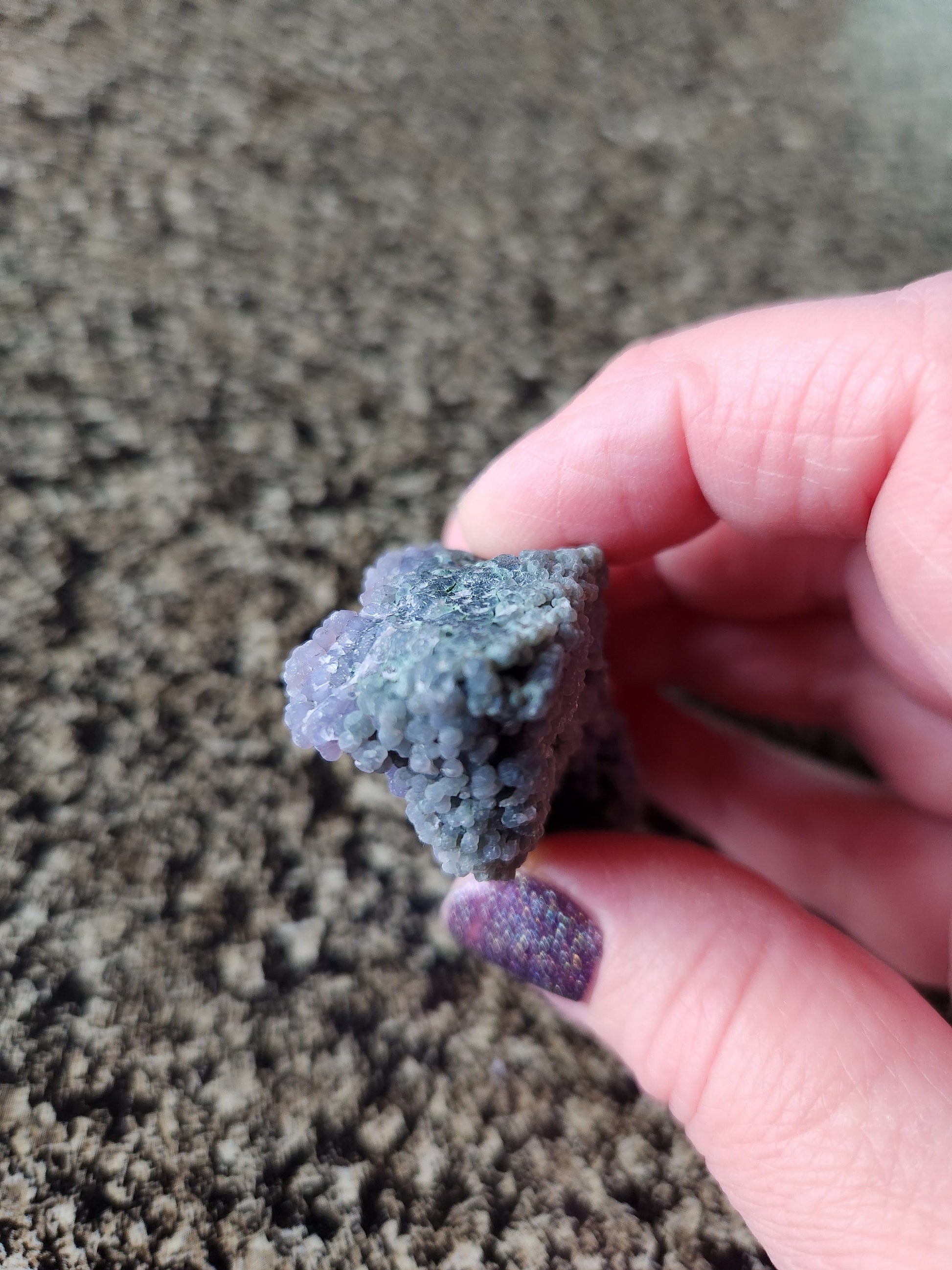 Beautiful Rare Grape Agate Crystal Rock Specimen, Bi-colored Purple & Green, Purple Chalcedony