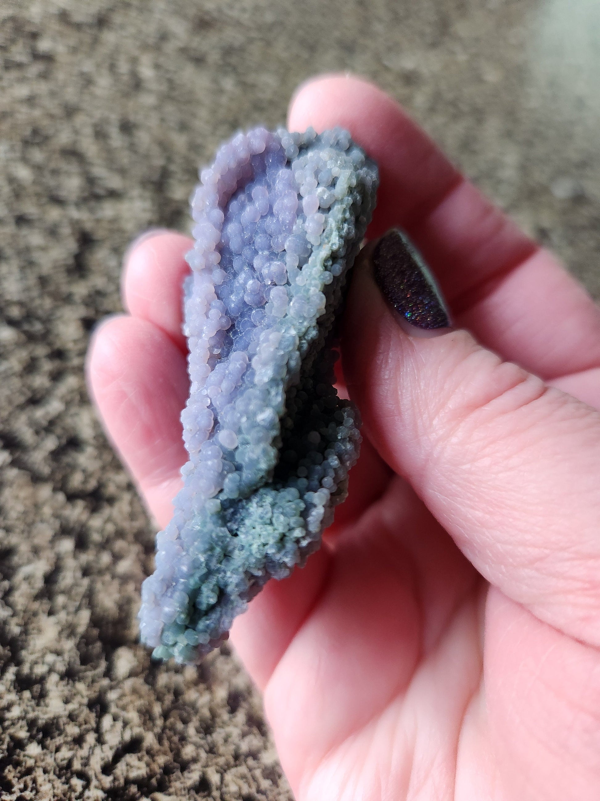 Beautiful Rare Grape Agate Crystal Rock Specimen, Bi-colored Purple & Green, Purple Chalcedony