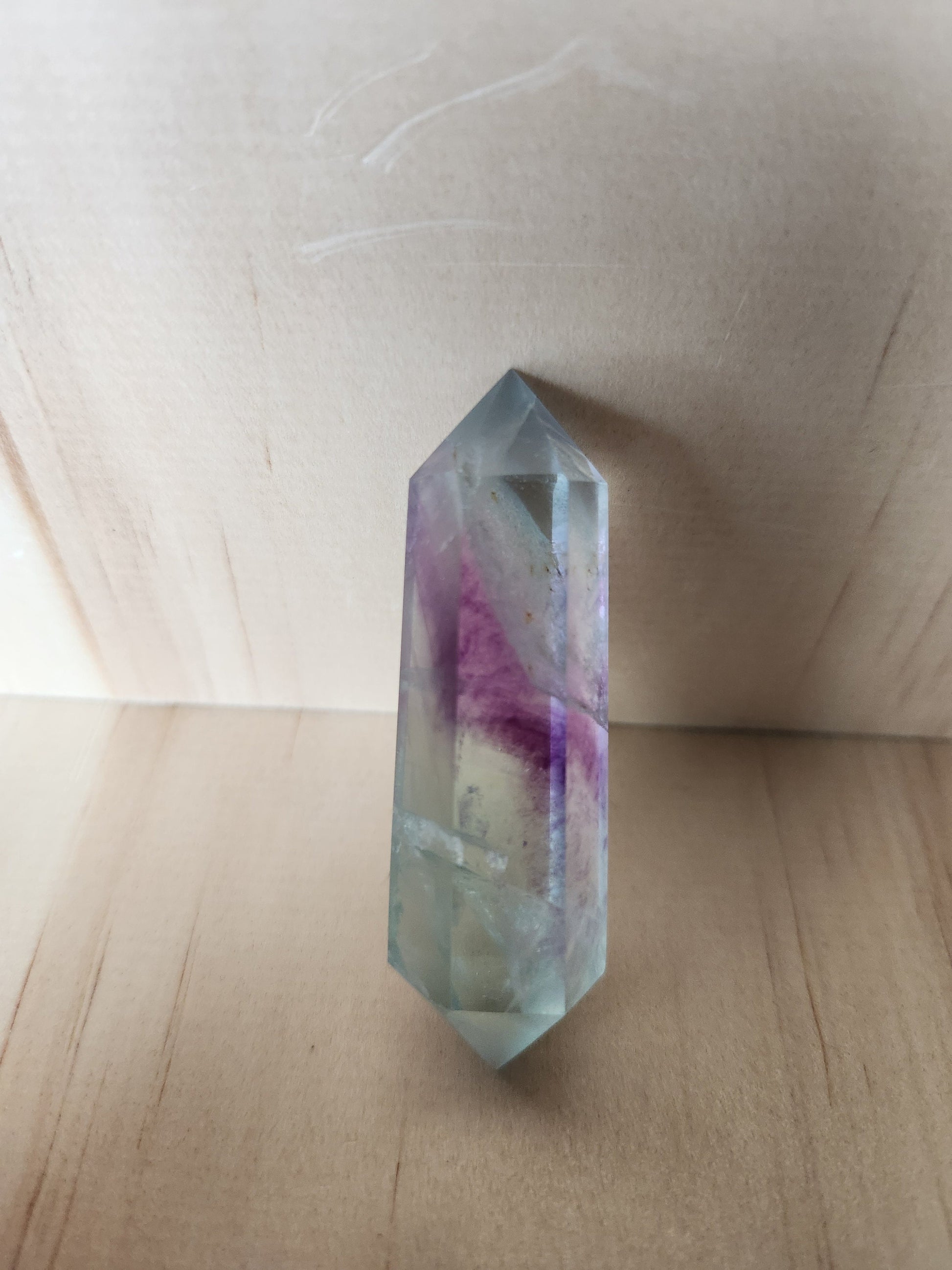 AAA Green & Purple Fluorite Crystal DT Point Wand