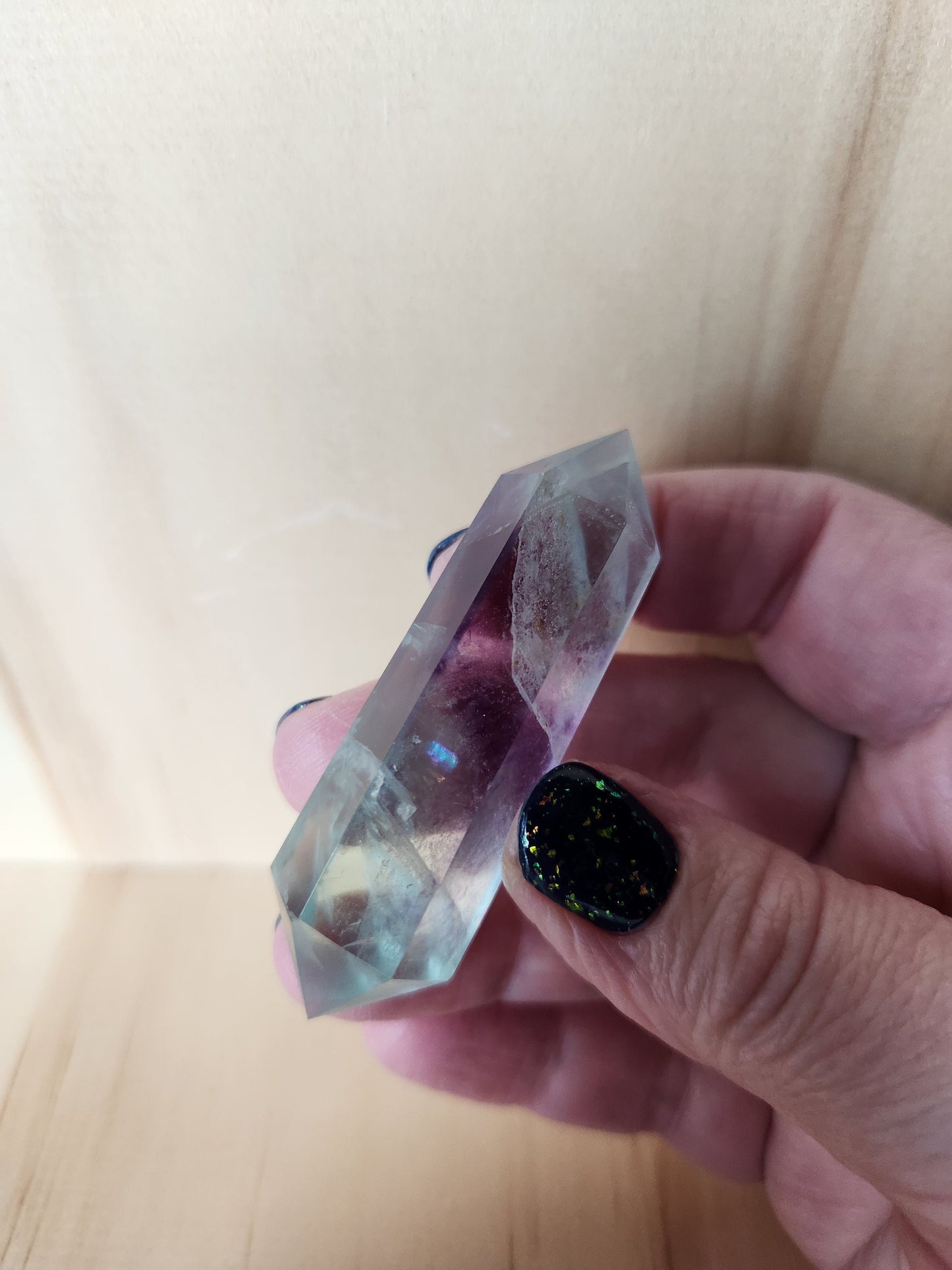 AAA Green & Purple Fluorite Crystal DT Point Wand