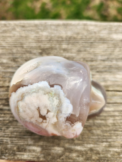 Flower Agate Crystal Skull with Flower Plumes