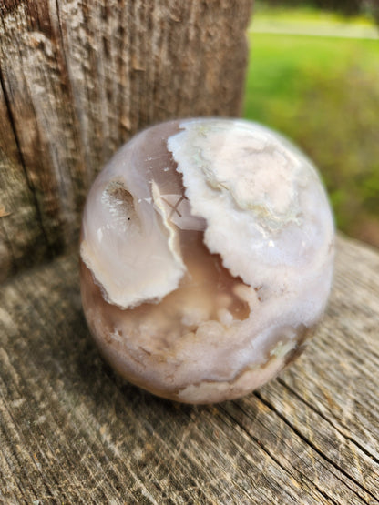 Flower Agate Crystal Skull with Flower Plumes