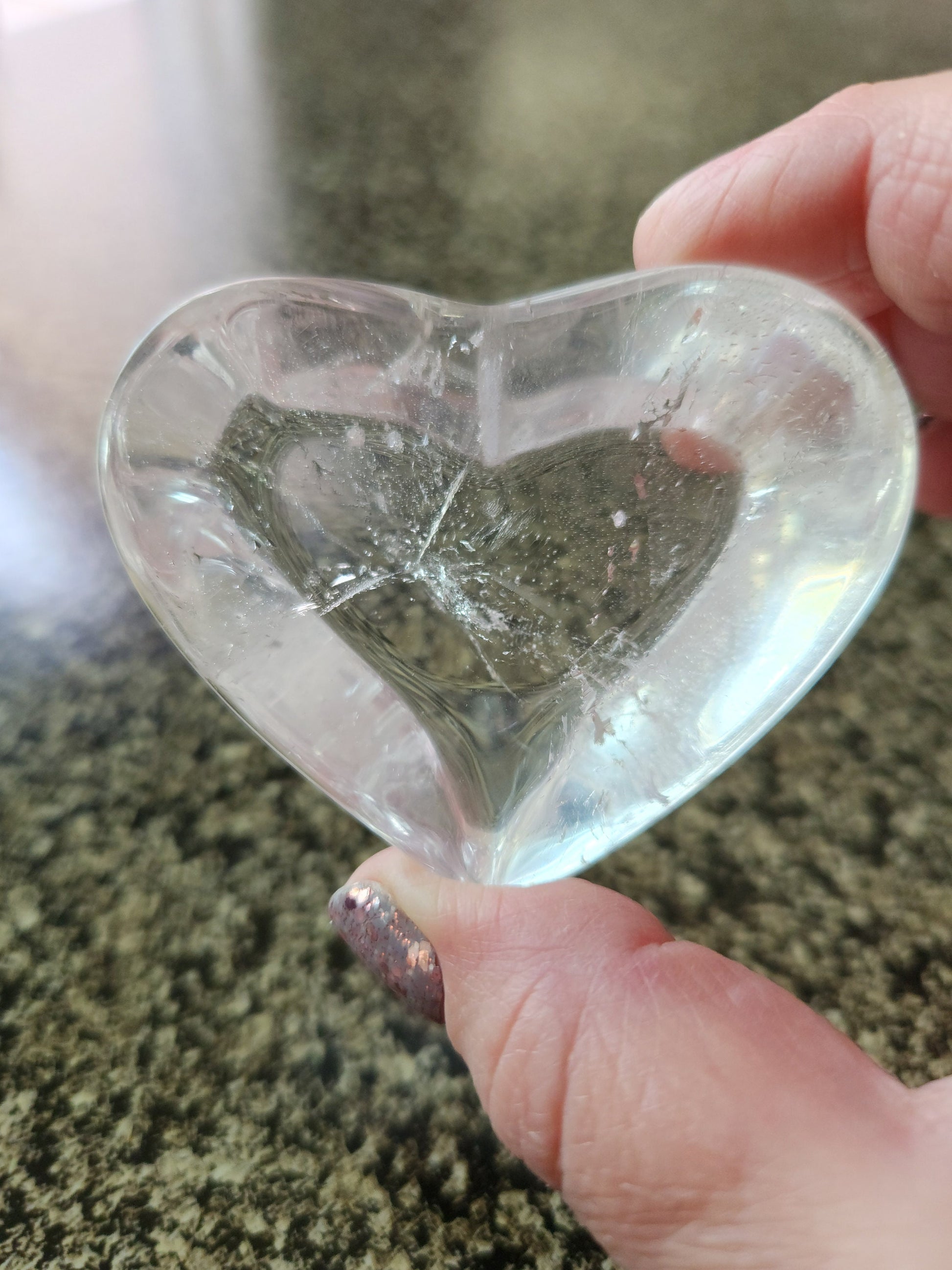 Clear Quartz Crystal Heart Bowl: Decorative Tray, Small