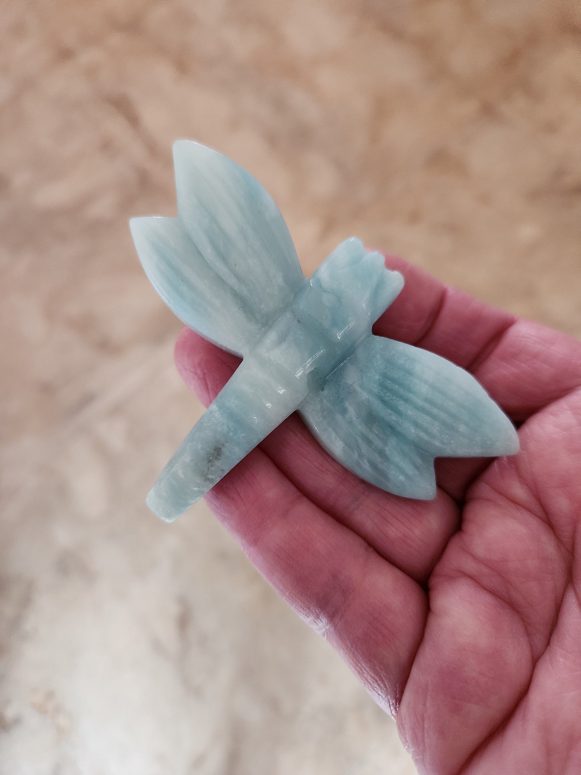 Cute AAA Blue Aragonite Unique Crystal Dragonfly