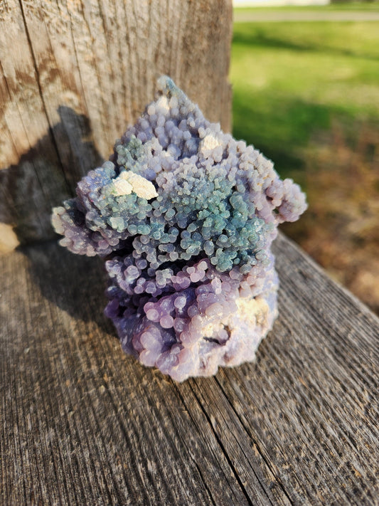 Beautiful Rare Grape Agate Crystal Rock Specimen, Bi-colored Purple & Green, Purple Chalcedony