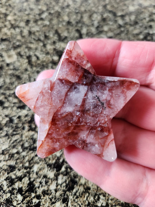 Beautiful 5 Point Fire Quartz Crystal Small Star with High Polish