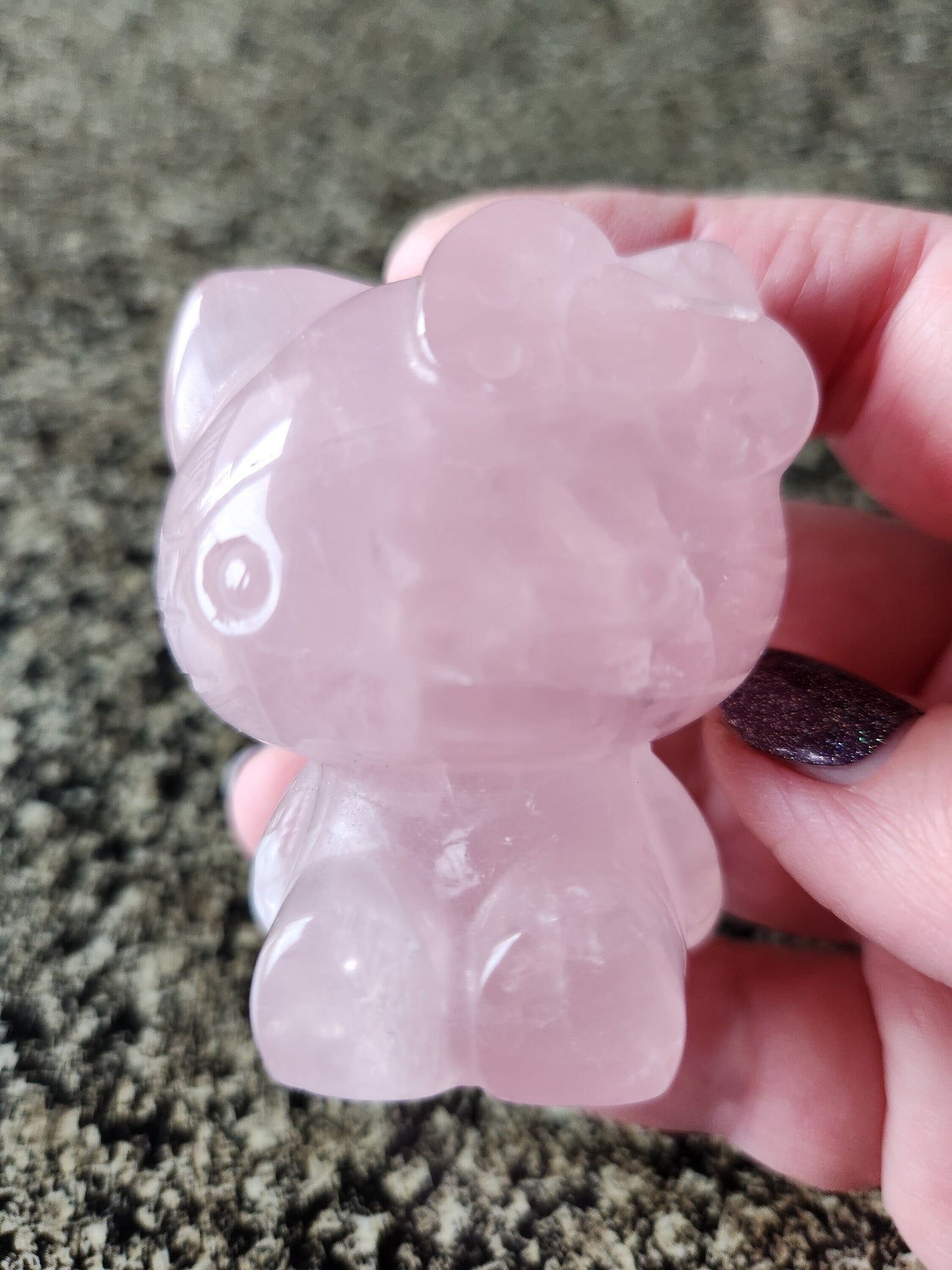 Gorgeous Star Rose Quartz Carved Hello Kitty Crystal Stone