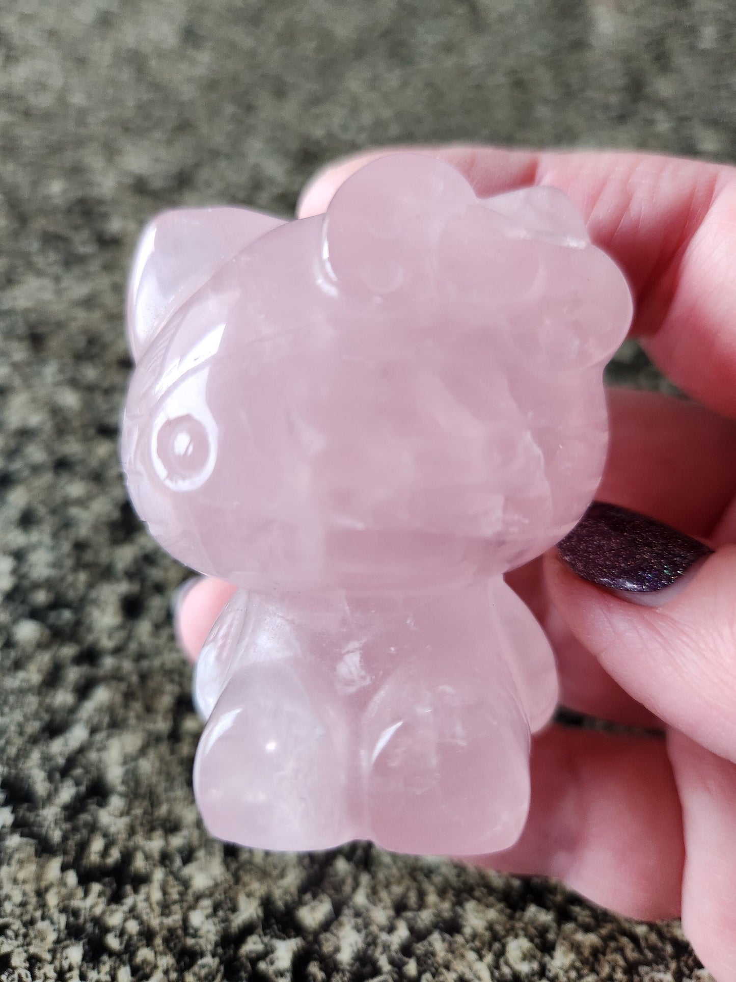 Carved Star Rose Quartz Hello Kitty Crystal Stone