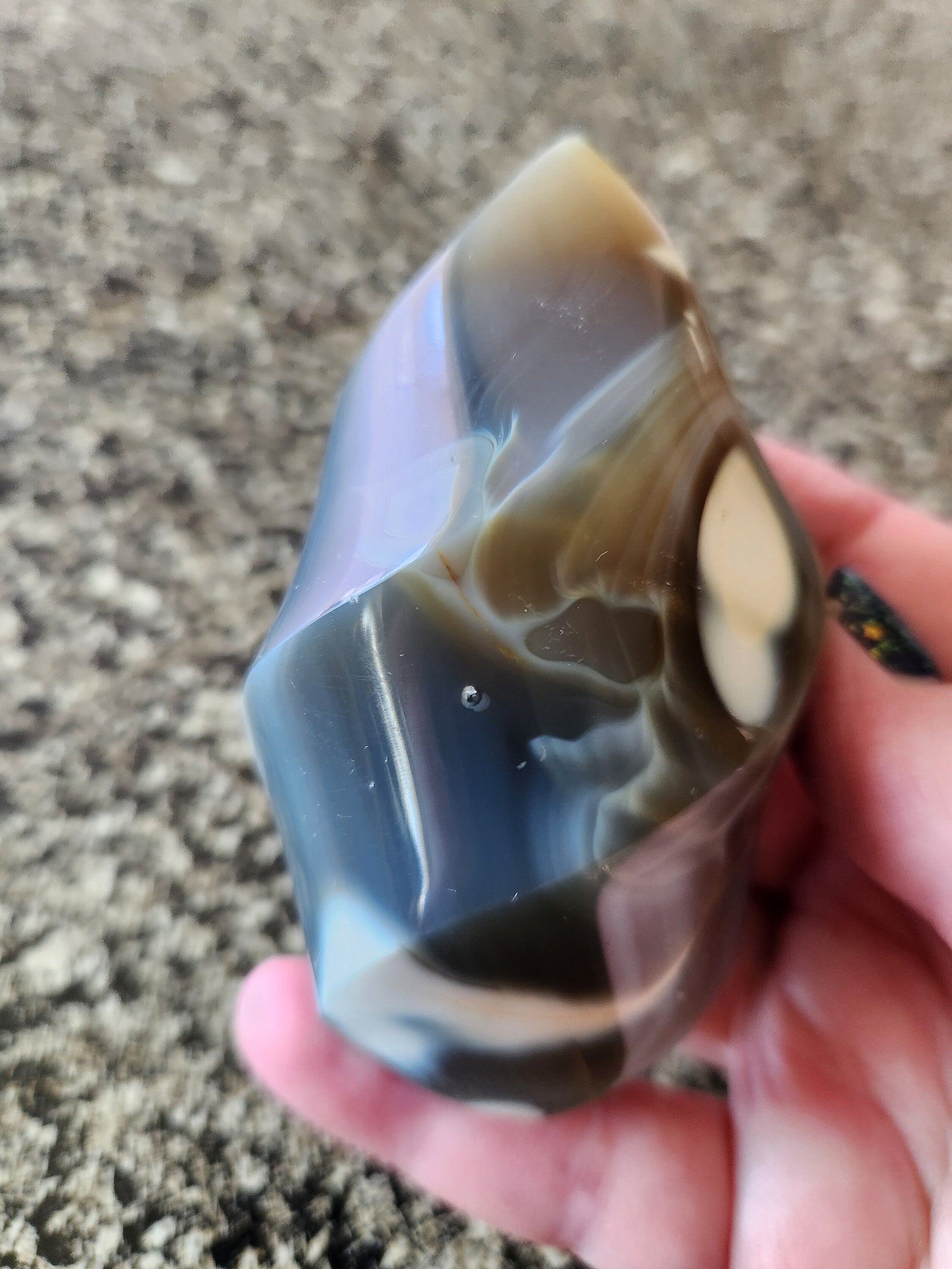 Pretty Orca Agate Crystal Twisted Flame with Buttery High Polish Rare