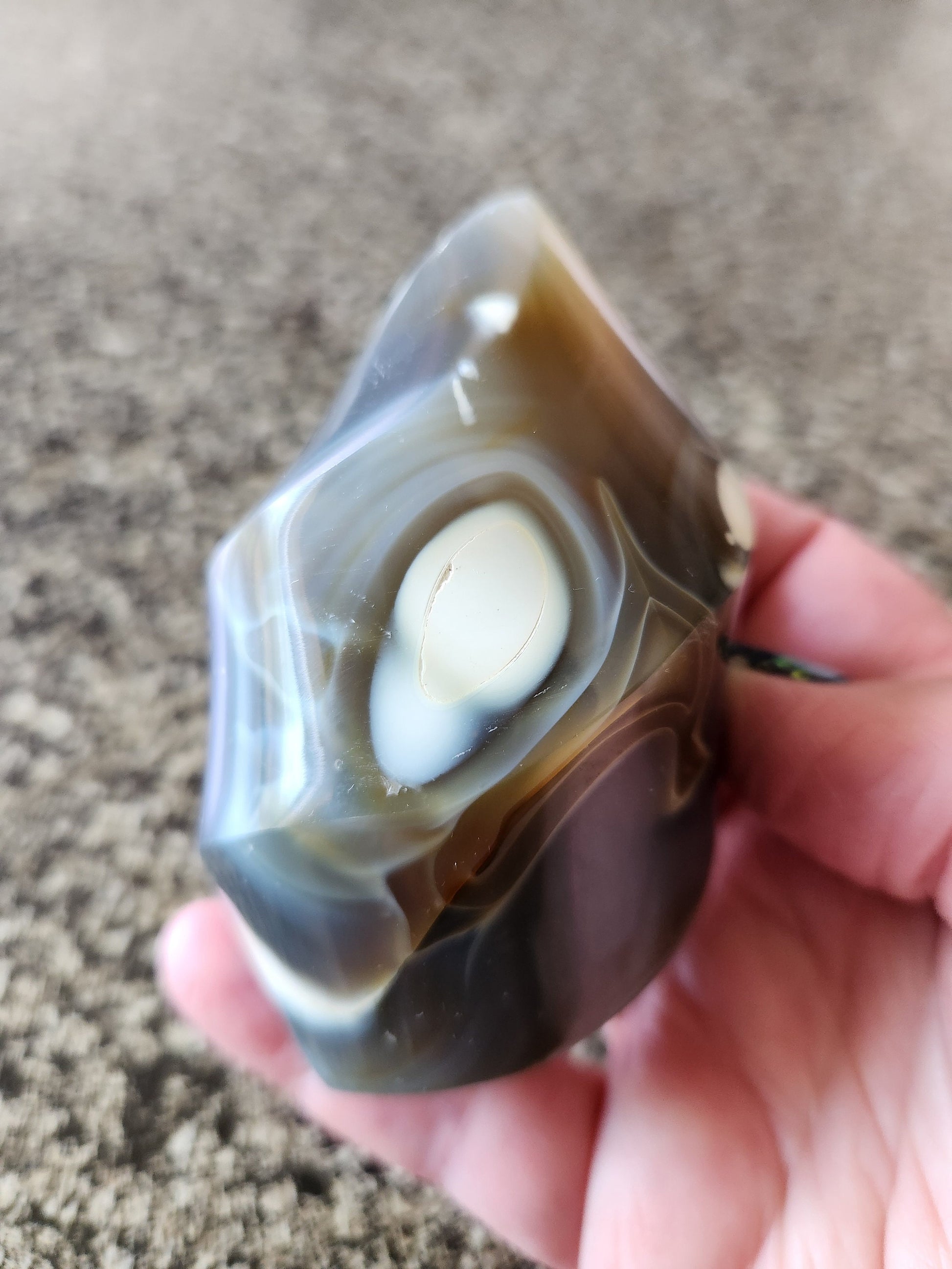 Pretty Orca Agate Crystal Twisted Flame with Buttery High Polish Rare