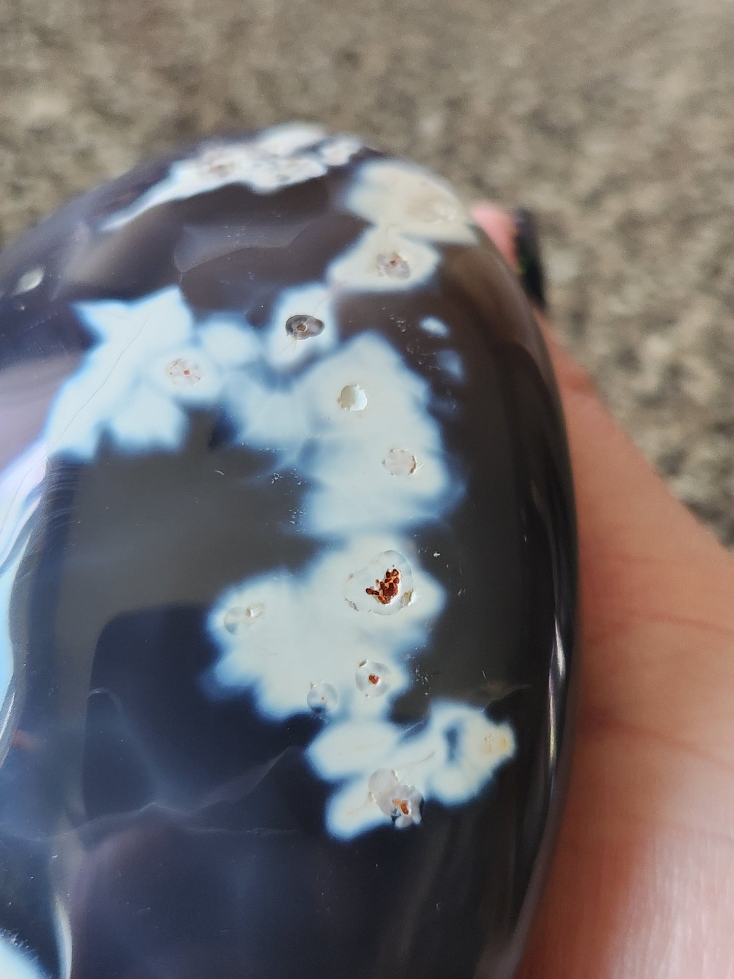 Pretty Orca Agate Crystal Flame with Buttery High Polish Rare