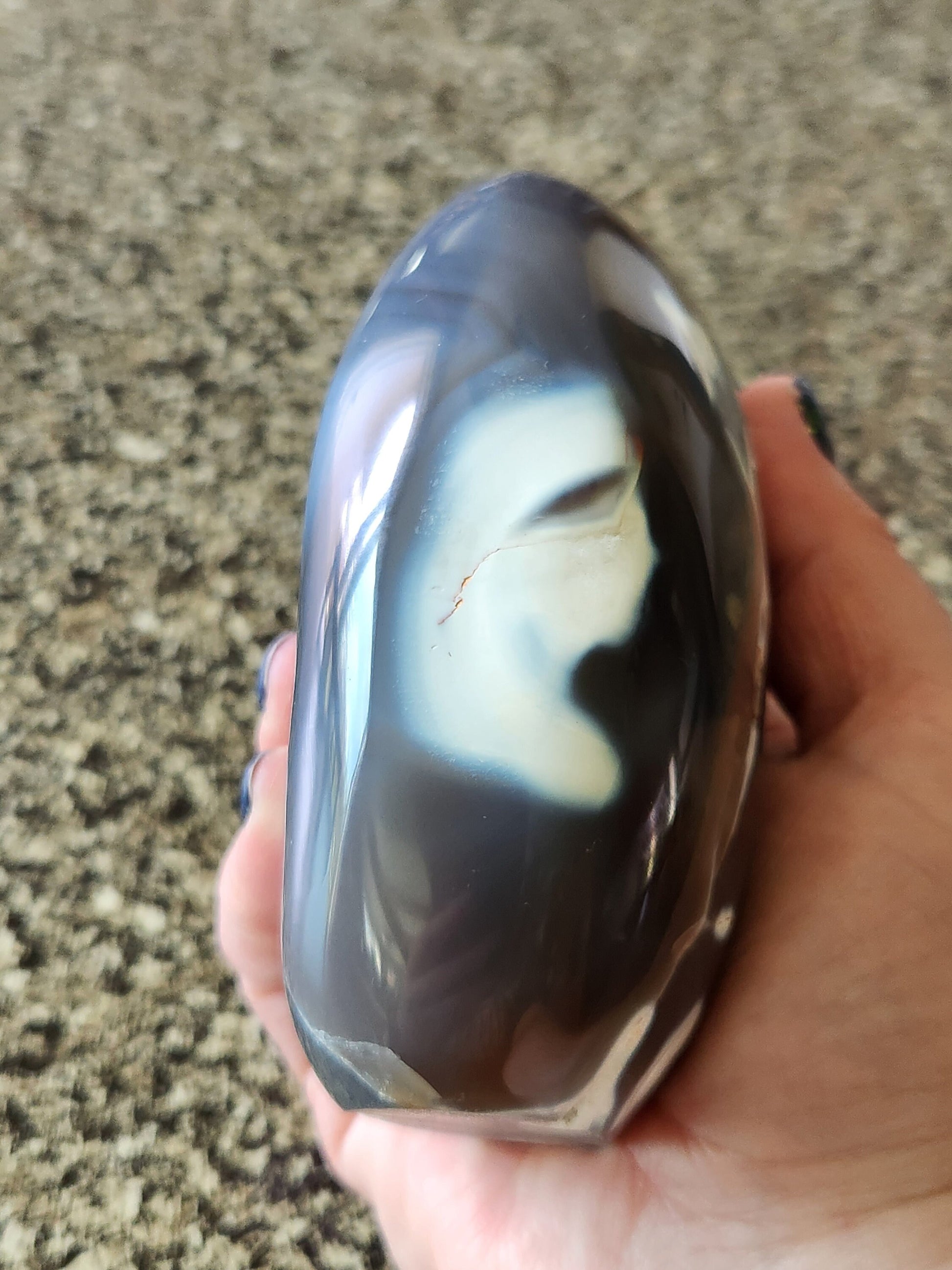 Pretty Orca Agate Crystal Flame with Buttery High Polish Rare