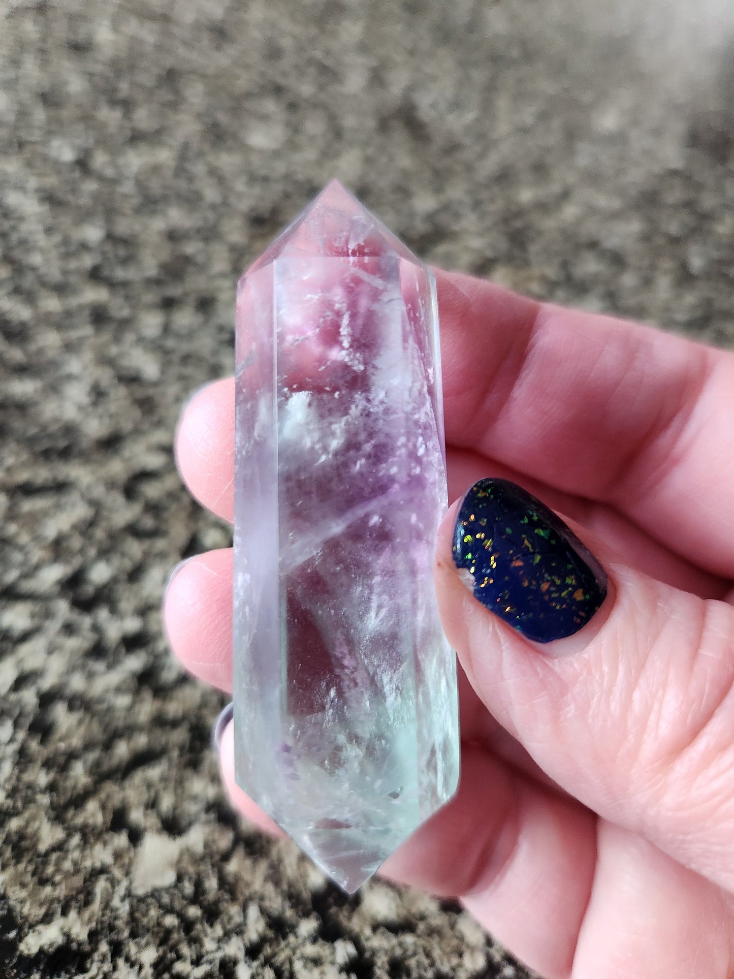 Gorgeous AAA Green & Purple Fluorite Crystal DT, Double Terminated Point