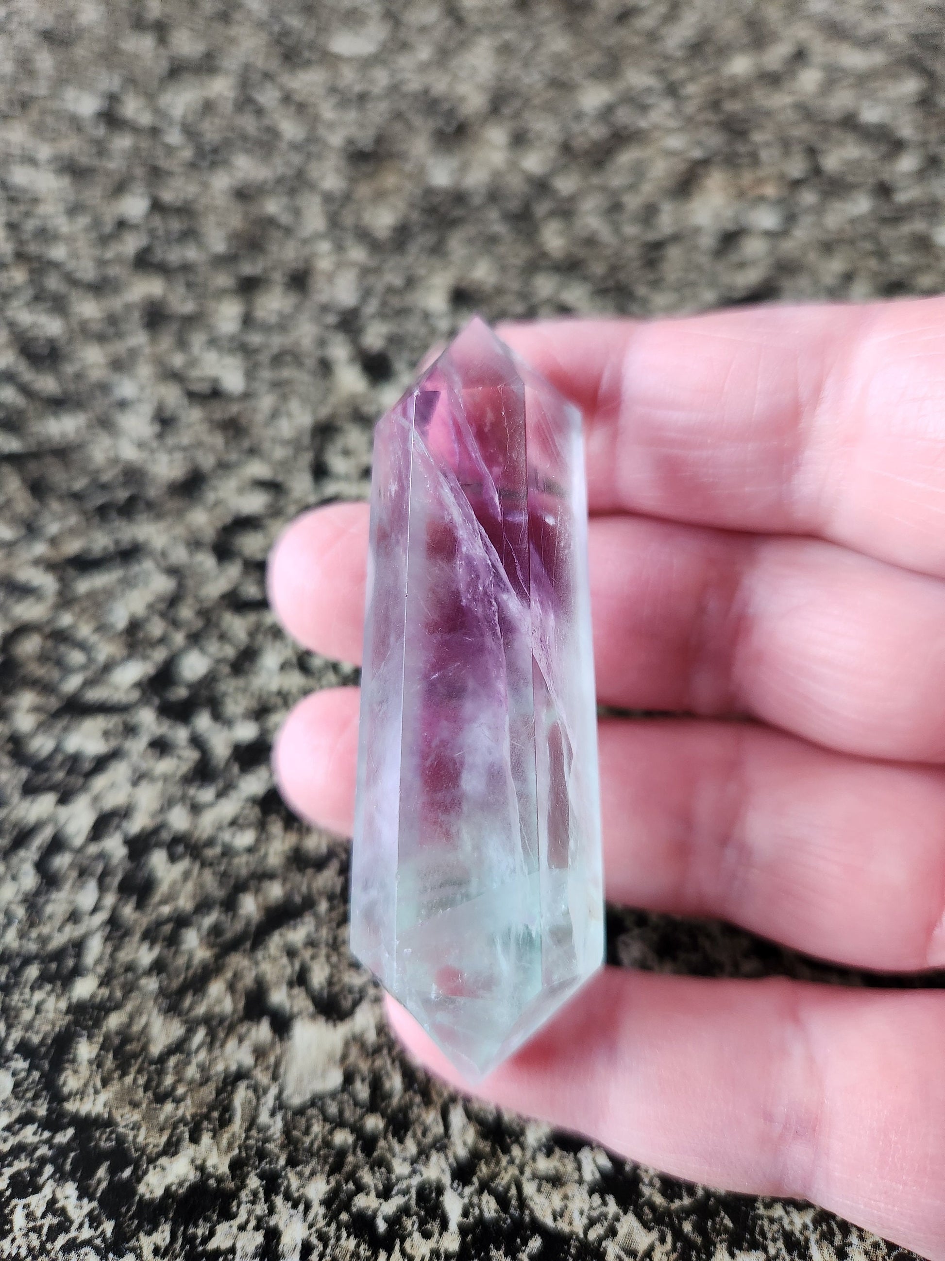 Gorgeous AAA Green & Purple Fluorite Crystal DT, Double Terminated Point