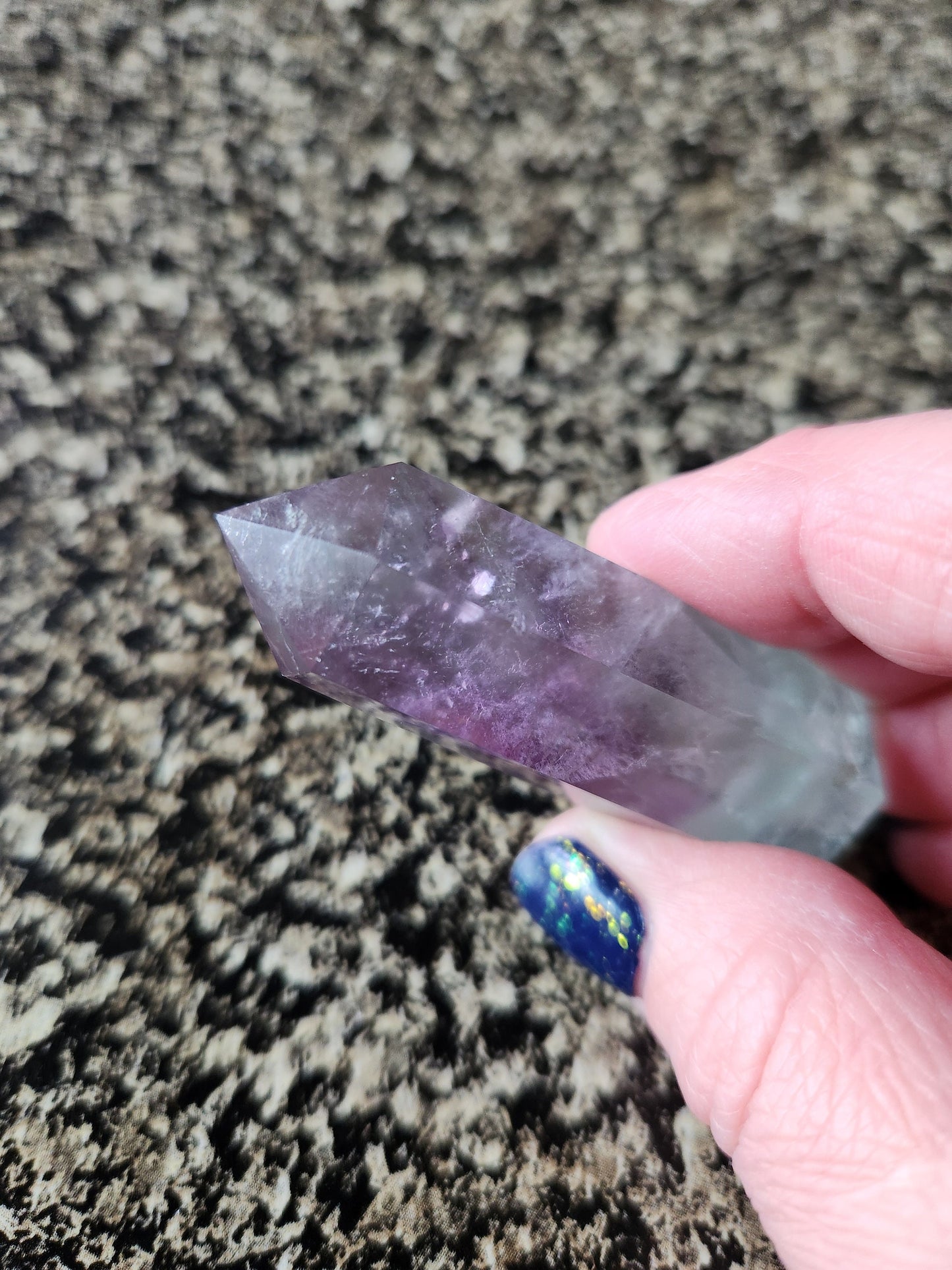 Gorgeous AAA Green & Purple Fluorite Crystal DT, Double Terminated Point