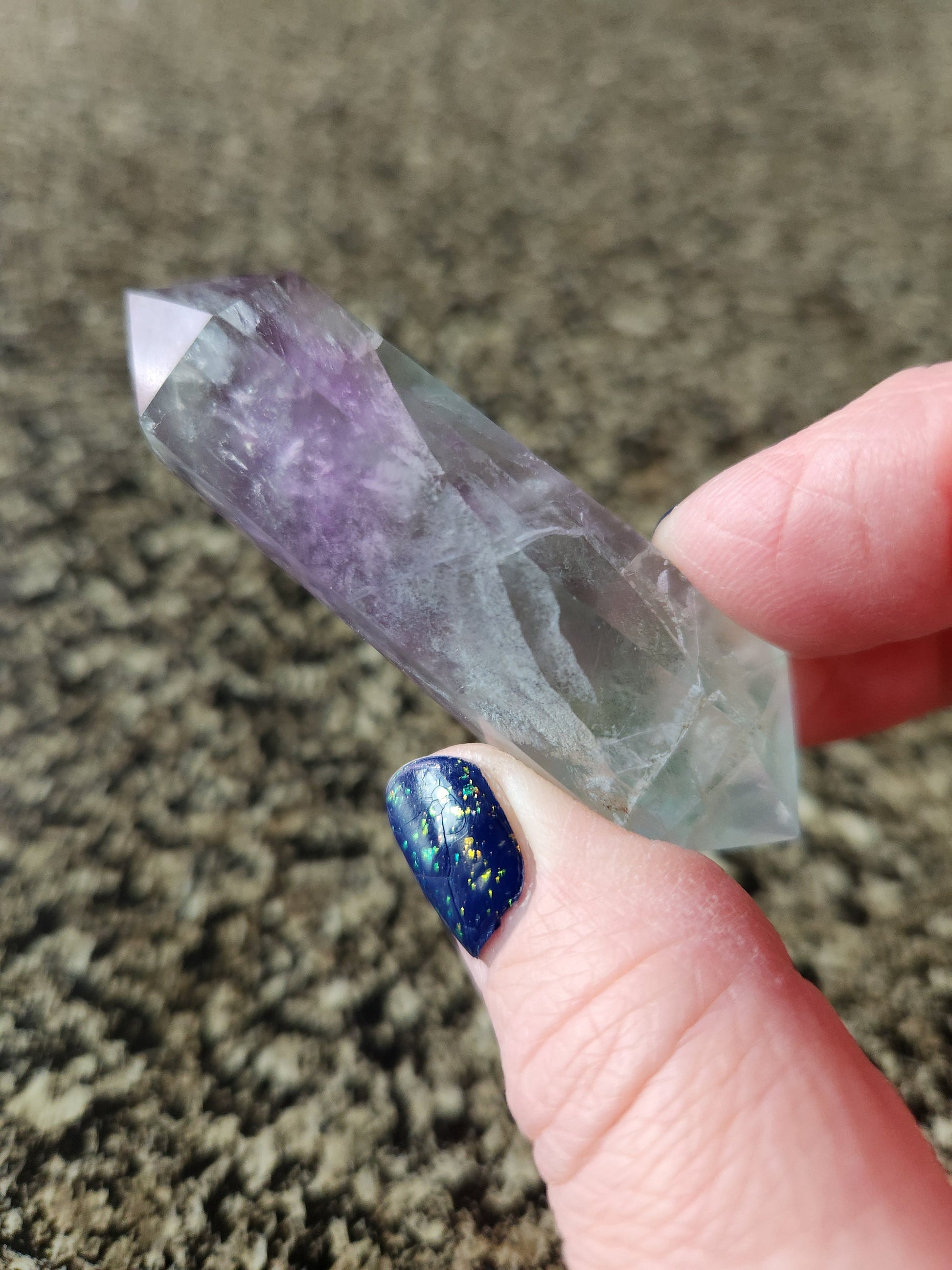 Gorgeous AAA Green & Purple Fluorite Crystal DT, Double Terminated Point