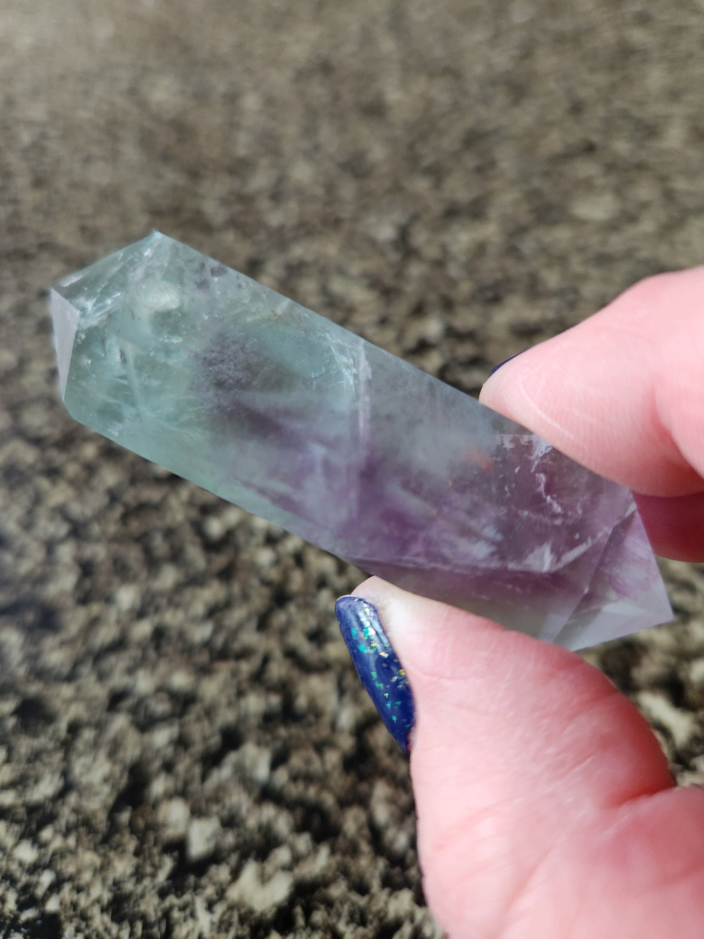 Gorgeous AAA Green & Purple Fluorite Crystal DT, Double Terminated Point