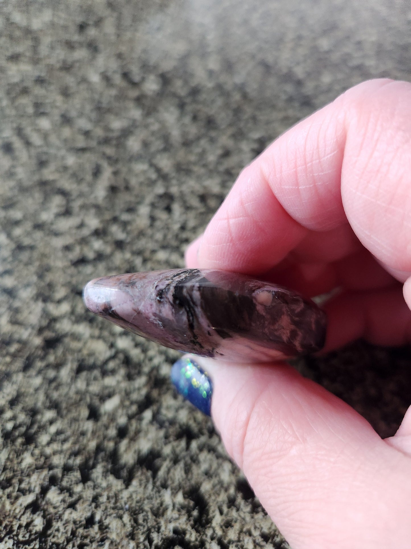 Beautiful Polished Rhodonite Crystal Carved Moon