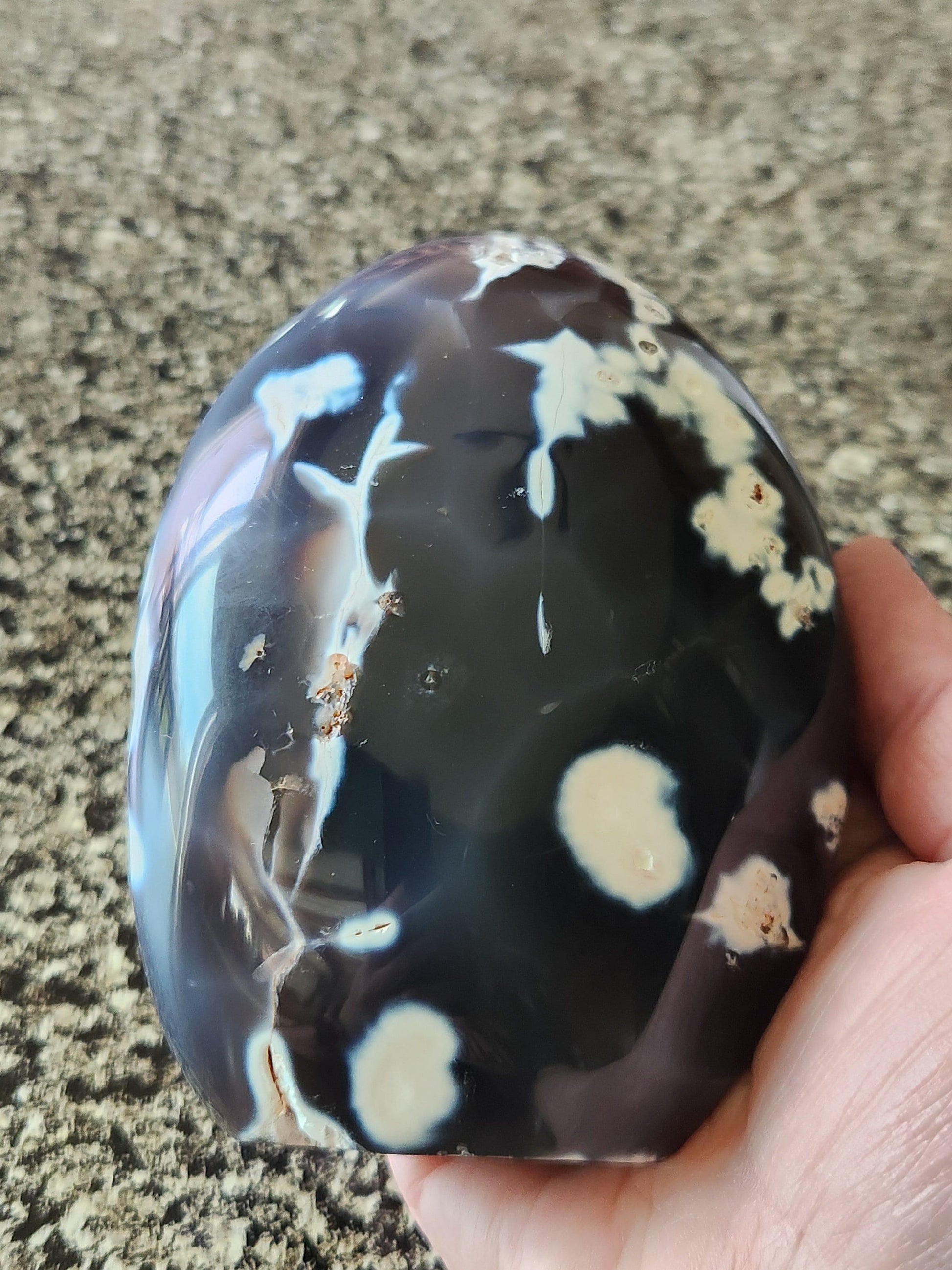 Pretty Orca Agate Crystal Flame with Buttery High Polish Rare