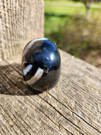 AAA Black Onyx Crystal Skull: Hand Carved, Unique Streaks