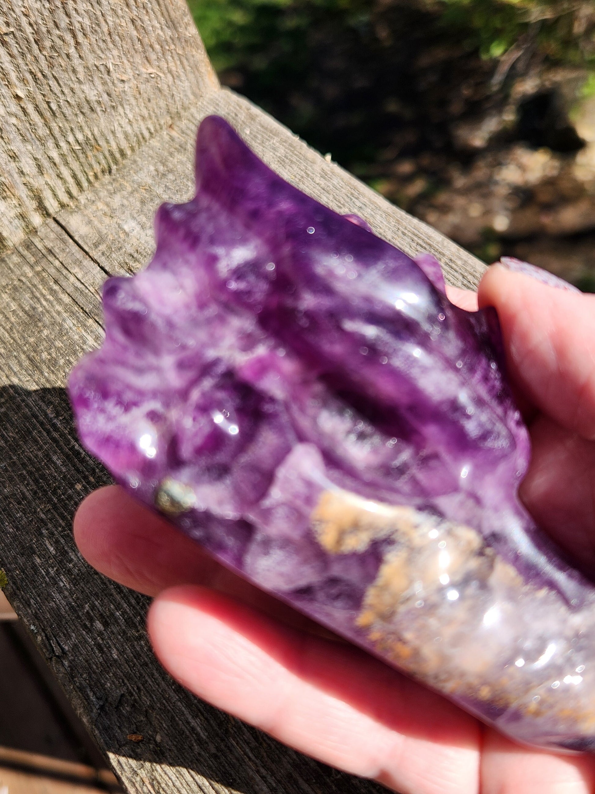 Beautiful AAA High Quality Purple Fluorite Unique Dragon Head Crystal, Dragon with Pyrite, DnD