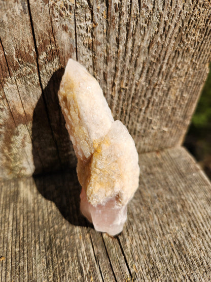 Gorgeous High Quality Raw Dreamsicle Pink Lemurian Quartz Crystal Double Point, All Natural, Strawberry Pink Lemurian