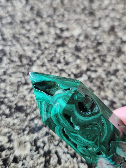 AAA Malachite Crystal Double Terminated Point Wand