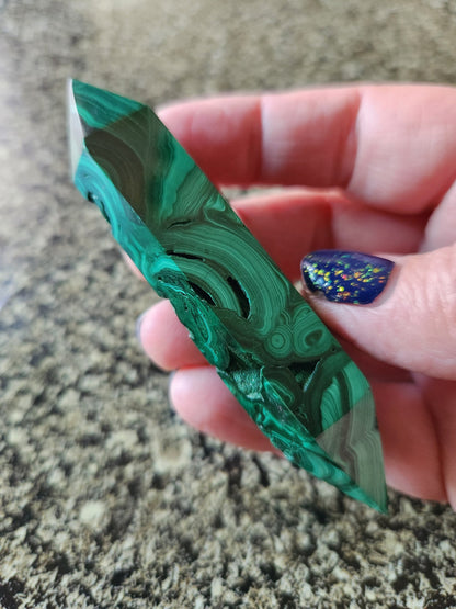 AAA Malachite Crystal Double Terminated Point Wand
