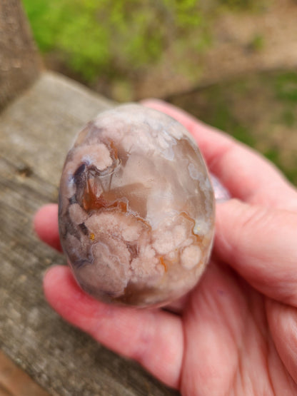 Flower Agate Crystal Skull: Long Face Carving, Baraka, 2.4"
