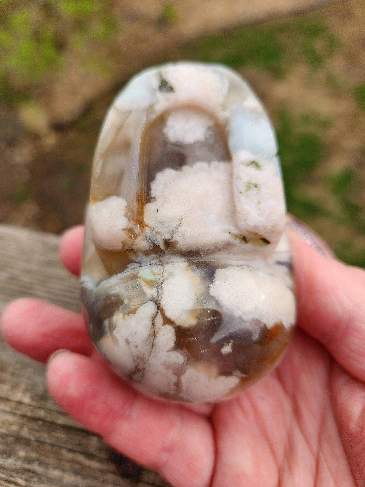 Crazy Cool Scary AAA Flower Agate Crystal Skull with flower plumes