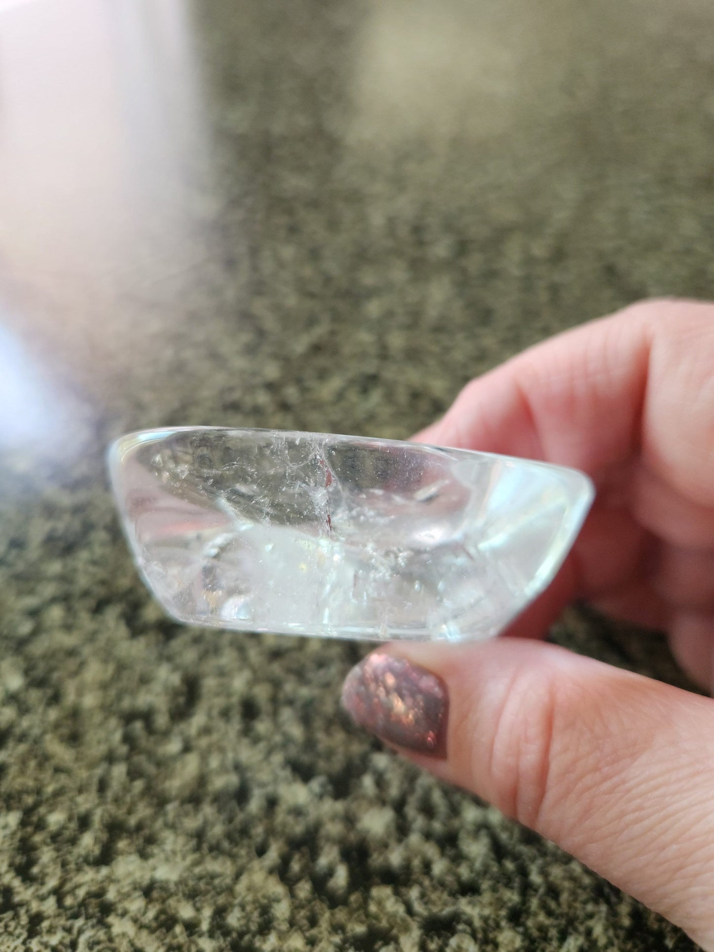 Clear Quartz Crystal Heart Bowl: Decorative Tray, Small