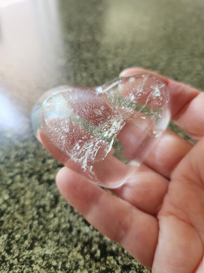 Clear Quartz Crystal Heart Bowl: Decorative Tray, Small