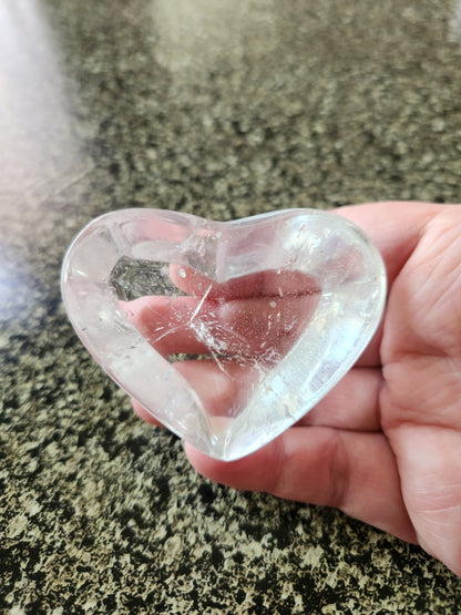 Clear Quartz Crystal Heart Bowl: Decorative Tray, Small