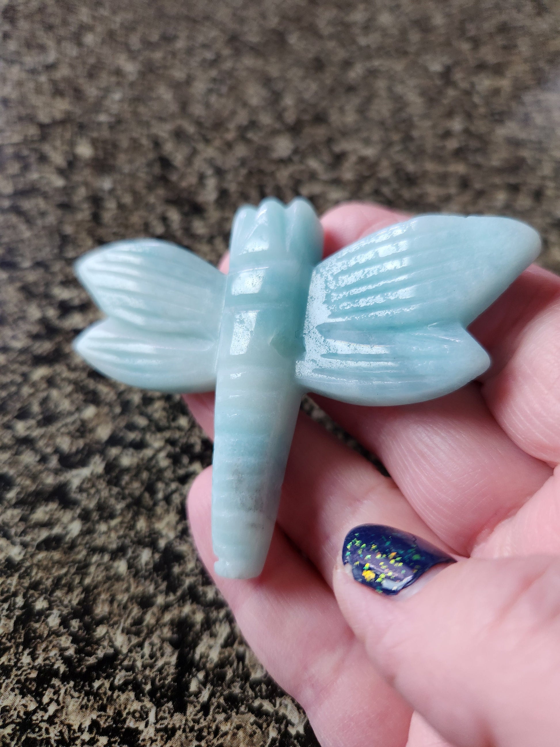 Cute AAA Blue Aragonite Unique Crystal Dragonfly