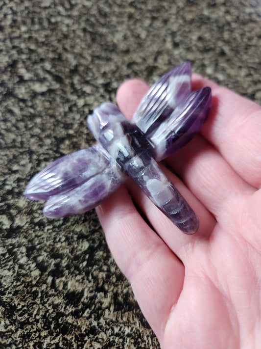 AAA Dream Amethyst Crystal Dragonfly - Unique Carved Stone