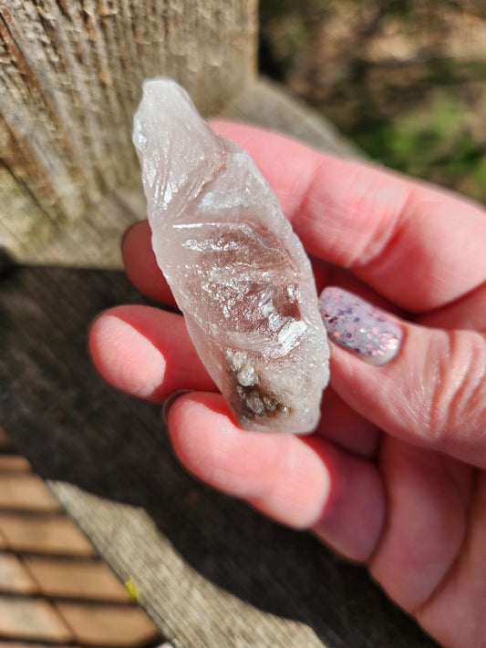 Gorgeous High Quality Raw Dreamsicle Pink Lemurian Quartz Crystal Point, All Natural, Strawberry Pink Lemurian