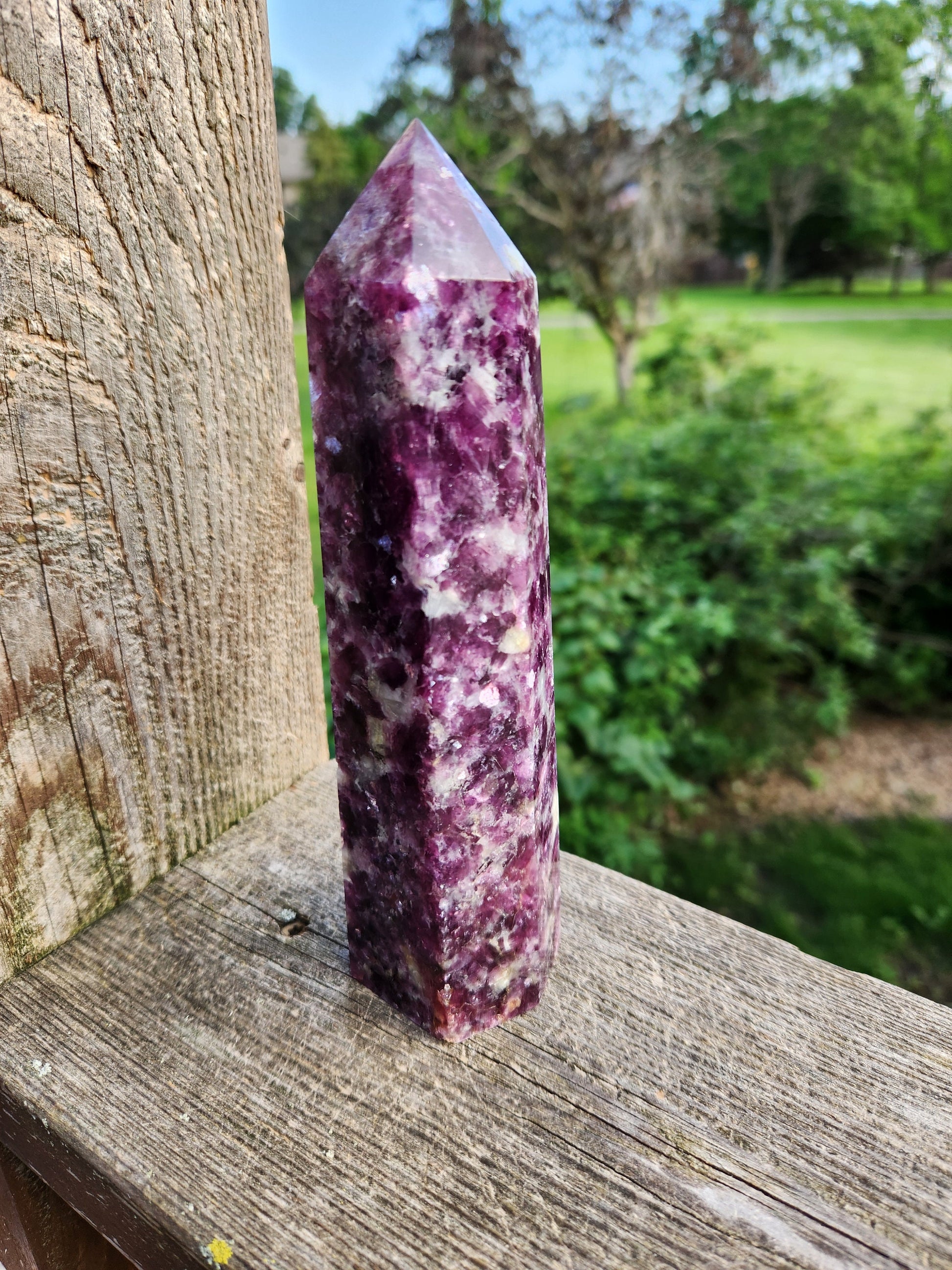 Gorgeous AAA Dark Purple Lepidolite Crystal Tower, Point, Generator