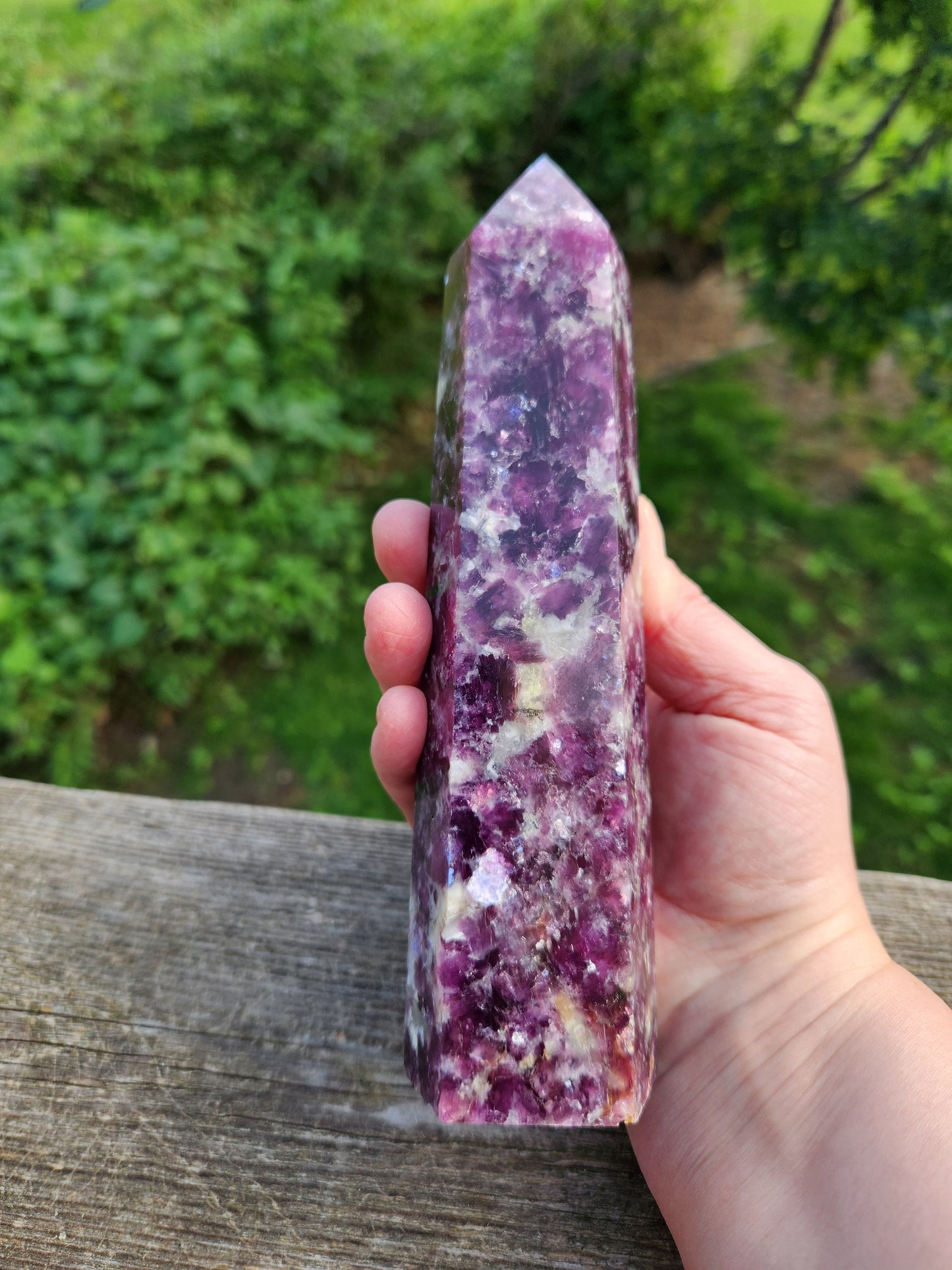 Gorgeous AAA Dark Purple Lepidolite Crystal Tower, Point, Generator