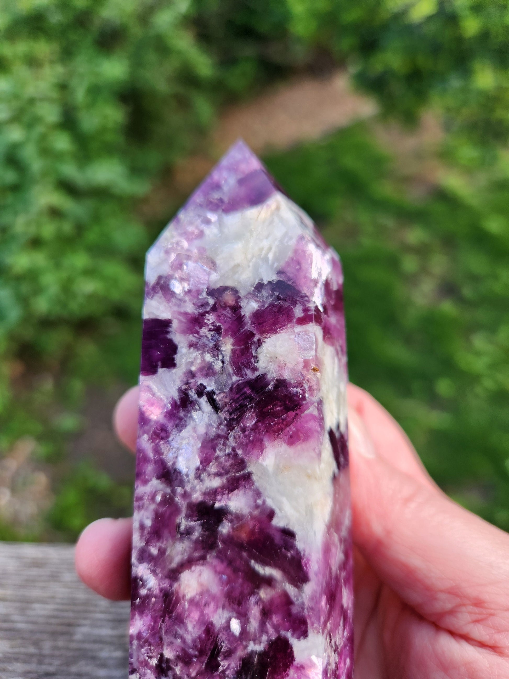 Gorgeous AAA Dark Purple Lepidolite Crystal Tower, Point, Generator