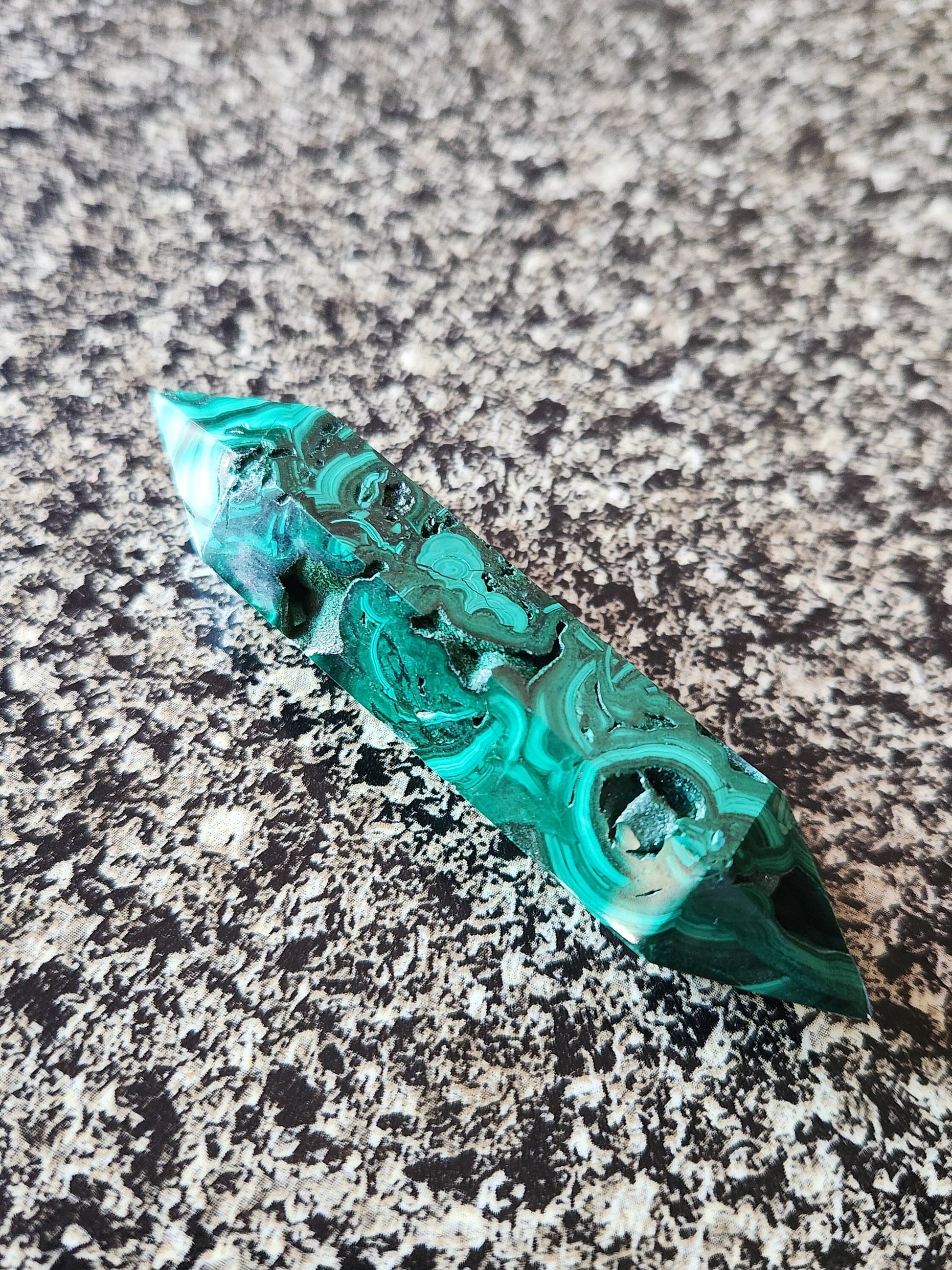 AAA Malachite Crystal Double Terminated Point Wand