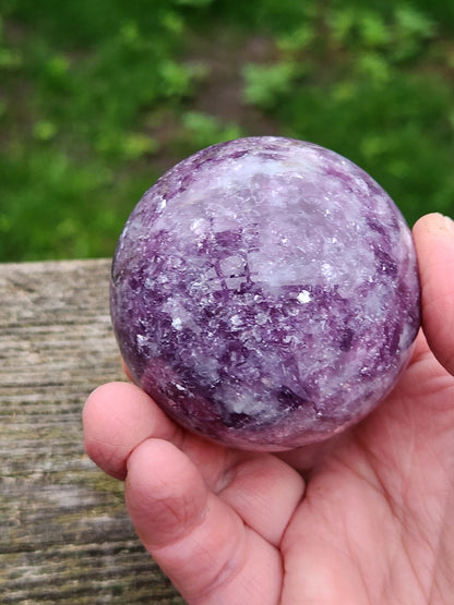 AAA Dark Purple Lepidolite Crystal Sphere with Mica
