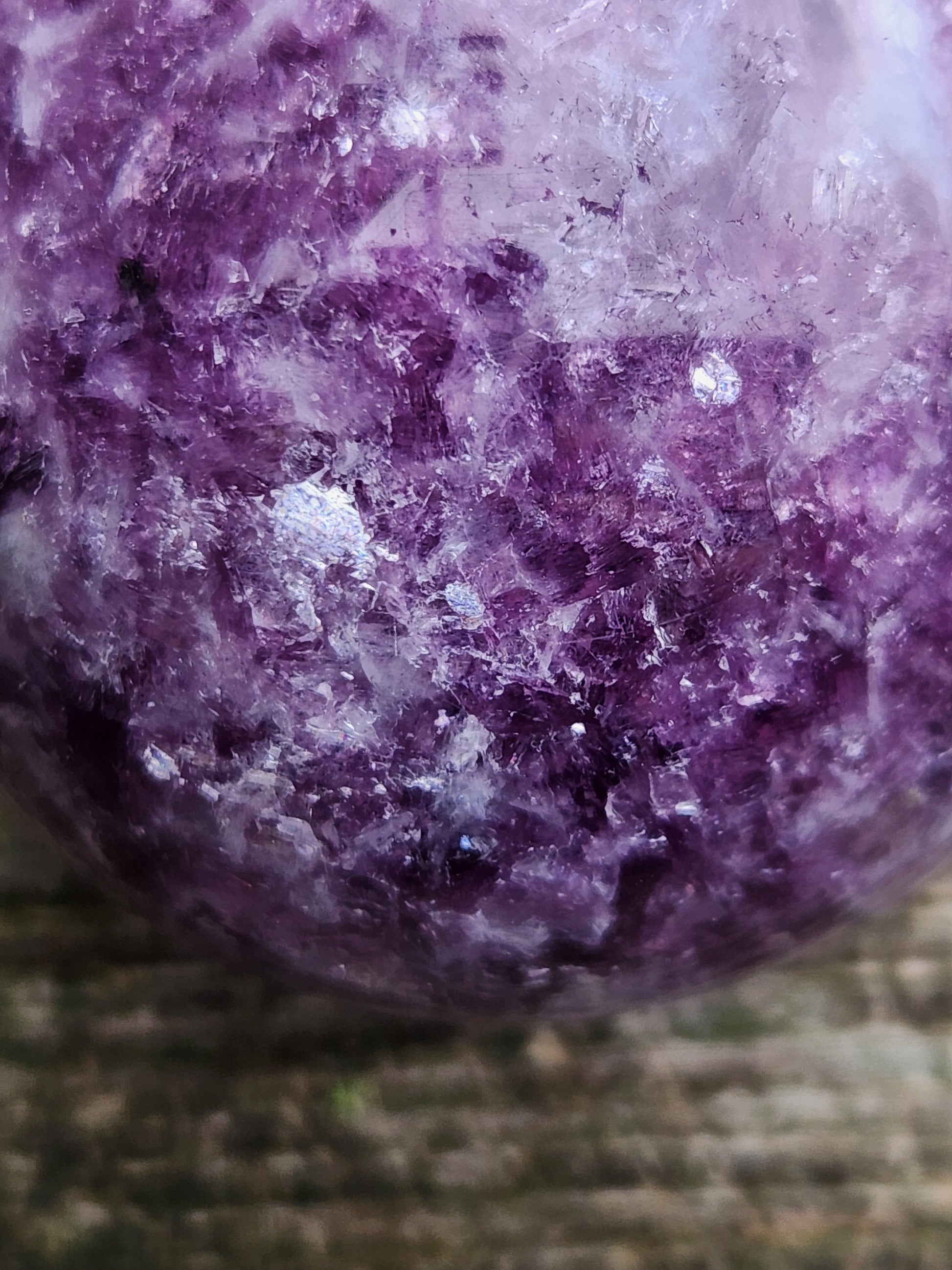 AAA Dark Purple Lepidolite Crystal Sphere with Mica