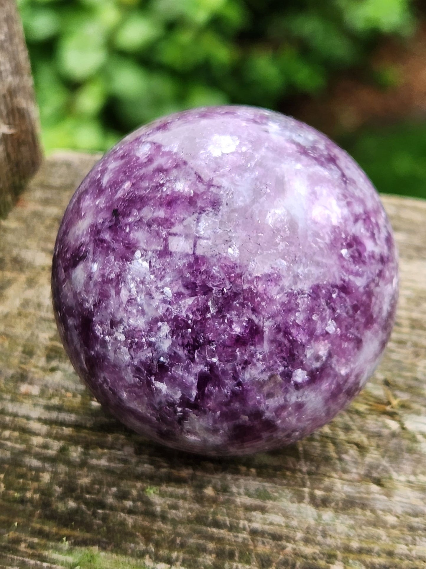 AAA Dark Purple Lepidolite Crystal Sphere with Mica